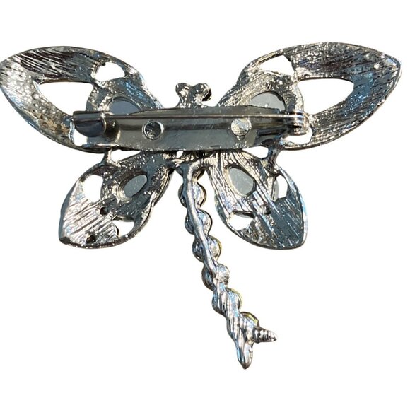 Purple Gemstone Dragonfly Brooch Pin  Silver-Tone Metal Elegant Jewelry Accessor - Picture 5 of 7